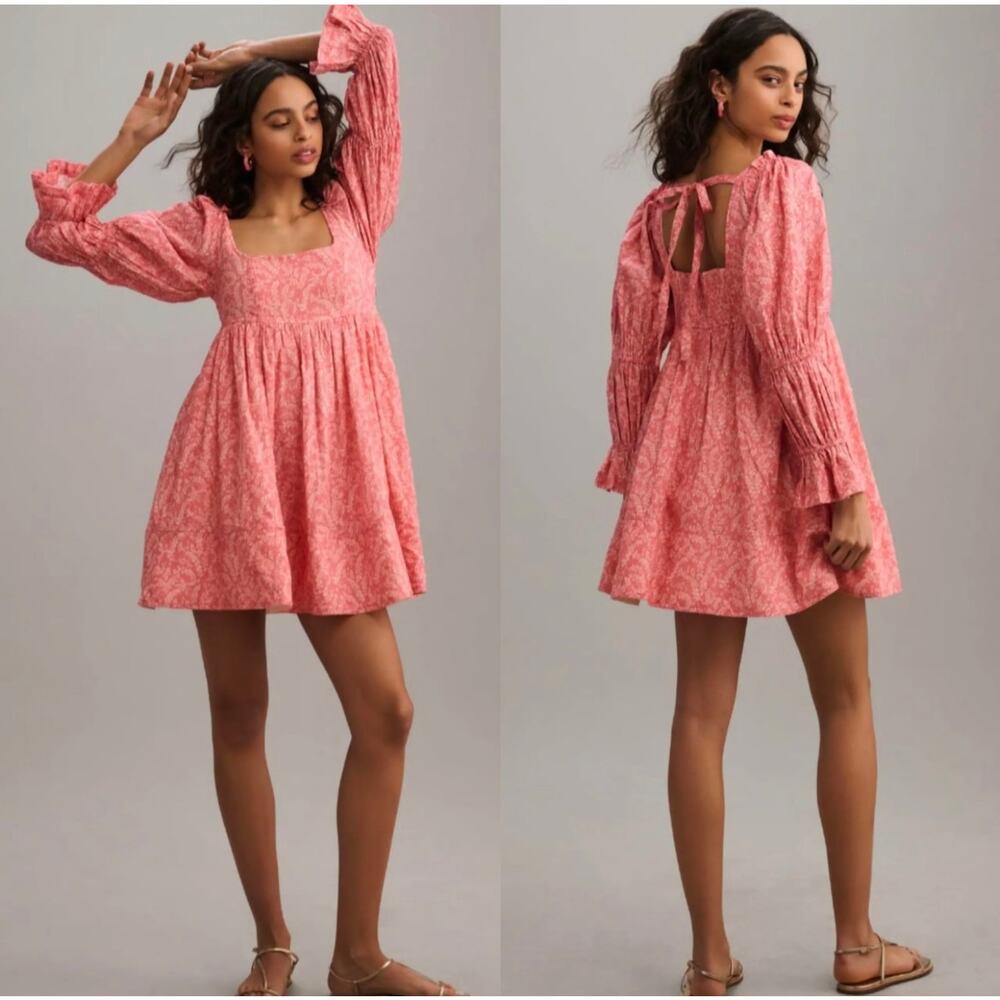 Anthropologie Pilcro Long Sleeve Babydoll Mini Dress Size‎ Medium MSRP $158 Puff